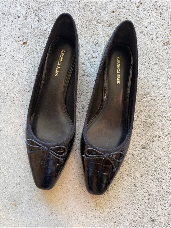 Veronica Beard Shoes - Veronica Beard Black Croc-Textured block kitten heels